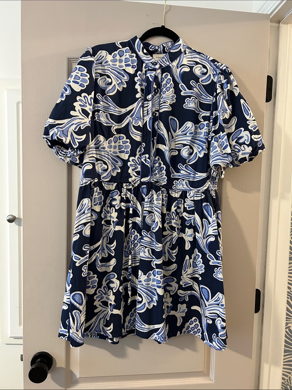 Navy Blue & White Floral Dress